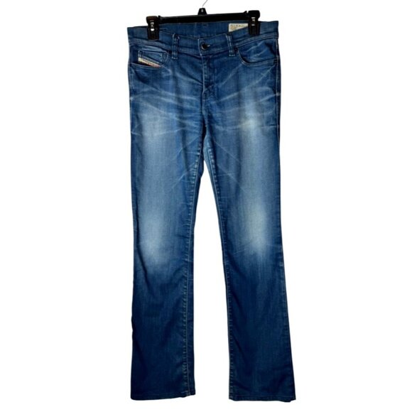 Diesel Jeans Women 29 Blue Denim Faded Stretch Bootzee Regular Slim Bootcut - Picture 1 of 14